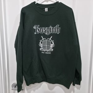 Basgiath War College Embroidered Crew Neck Sweater - Forest Green